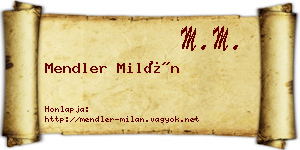 Mendler Milán névjegykártya