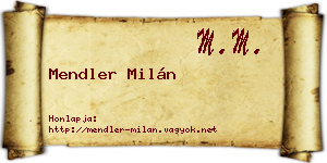 Mendler Milán névjegykártya